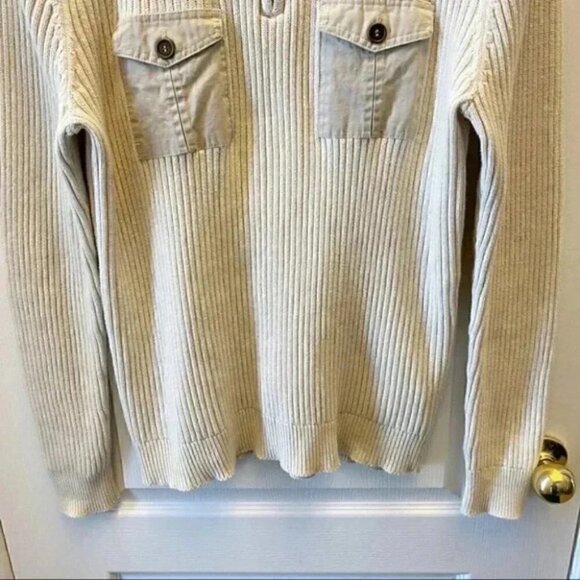 American Rag Mens Sweater 1/4 Zip Ribbed Cotton Pullover Beige Size Large - Picture 6 of 16